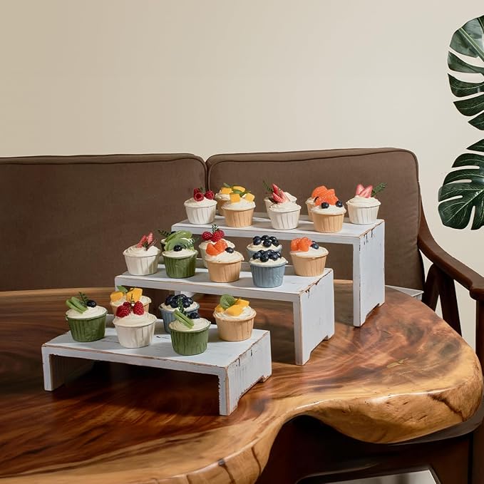 Set of 3 Wooden Rustic Cupcake Stand - Image 2
