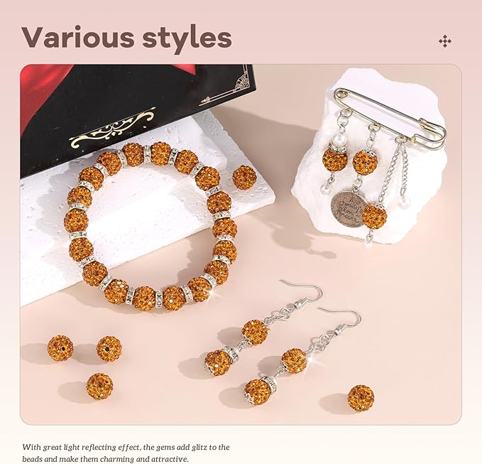105pcs 10mm Rhinestone Beads for Jewelry Making, Sparkle Crystal Clay Christmas - Image 2