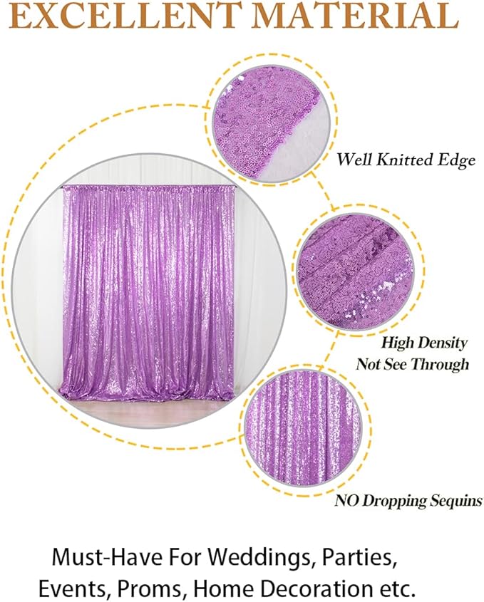 ShinyBeauty Sequin Curtain Lavender 4FTx8FT Sequin Photo Backdrop Light Purple - Image 4