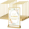 EHWINE 12 Pack Acrylic Sign Holder 4 x 6, Double Sided Gold Picture Frame Stand by EHWINE