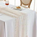 Fanami 1 Pack Pearl Table Runner -10FT Champagne Gold Boho Tulle Table Runners by Fanami