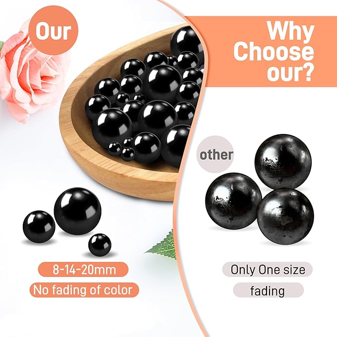 120 PCS 8/14/20mm No Hole Polish Pearl Beads - Image 4