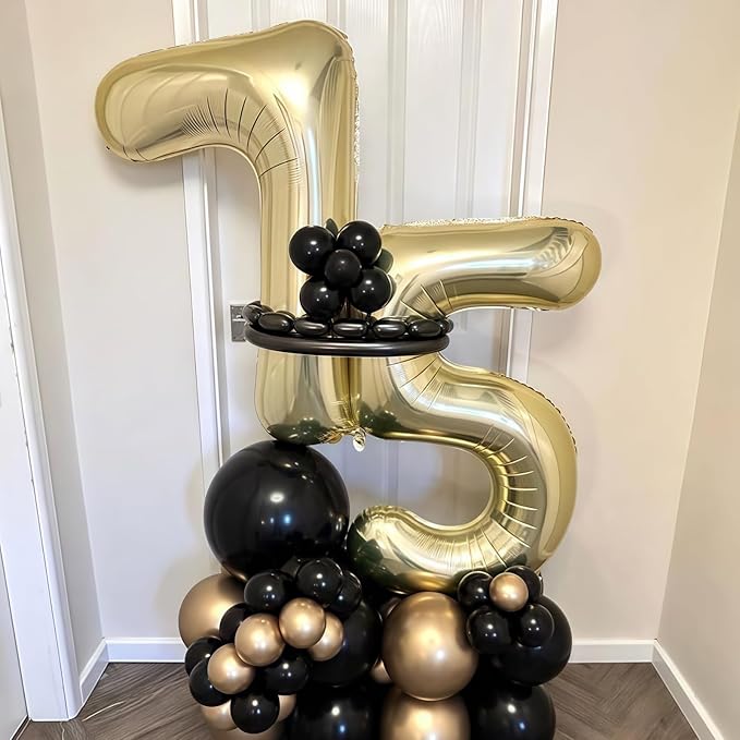 Champagne Gold 1 Balloon, 40 Inch Light Gold Number 1 Balloon Big Foil Mylar - Image 2