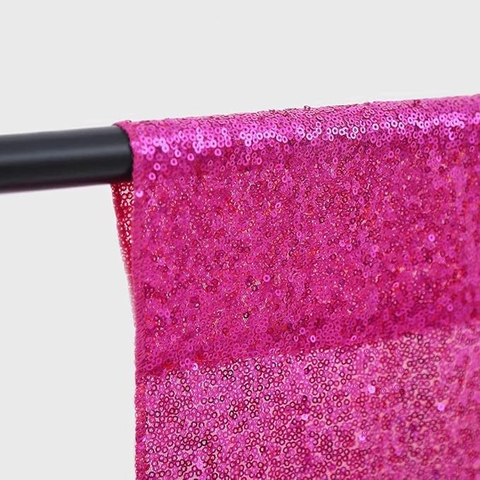 Fuchsia Sequin Backdrop Hot Pink 4FTx8FT 2 Panels Sparkly Background Drapes - Image 4