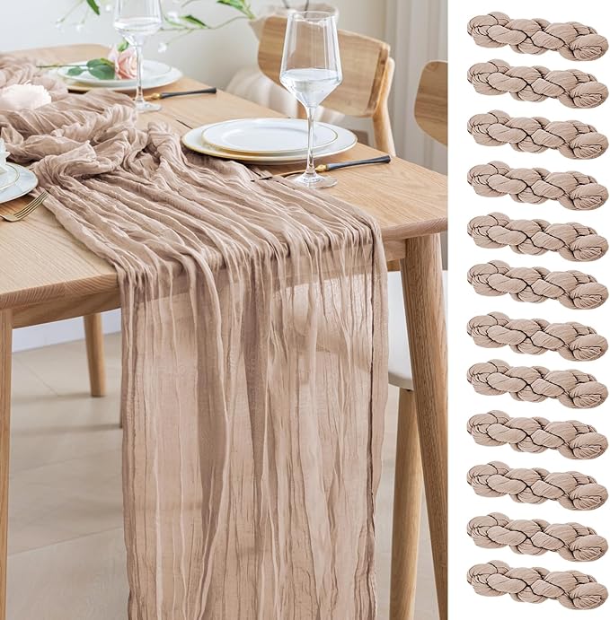 Asee'm 12pcs Cheesecloth Table Runner 120 Inches Long Nude Pink Boho Gauze by Aseem