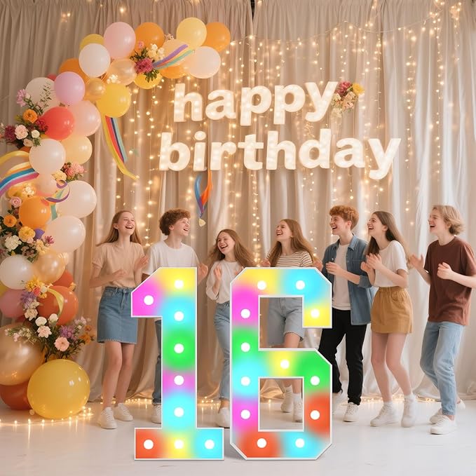 Ledido 4FT Marquee Light Up Numbers, 34 Colors Changing Marquee Numbers 4 Feet - Image 6