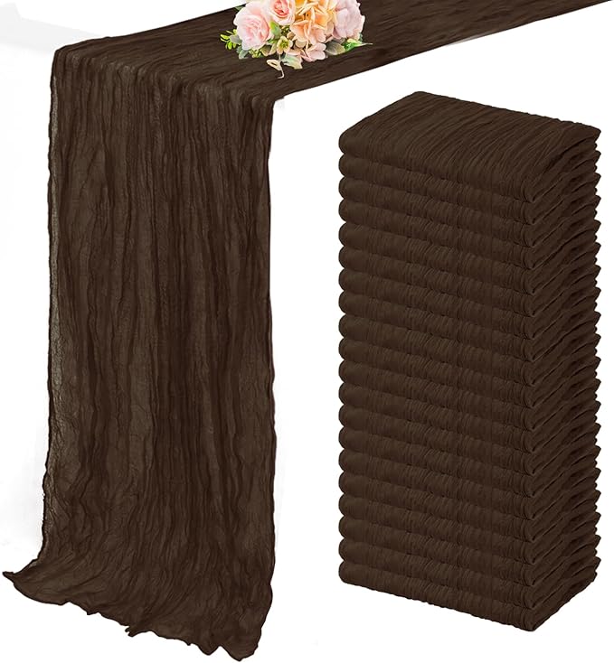 6FT 20 Pack Brown Cheesecloth Table Runner 20 x 120 Inch Long Boho Fabric by FoliafeelHome