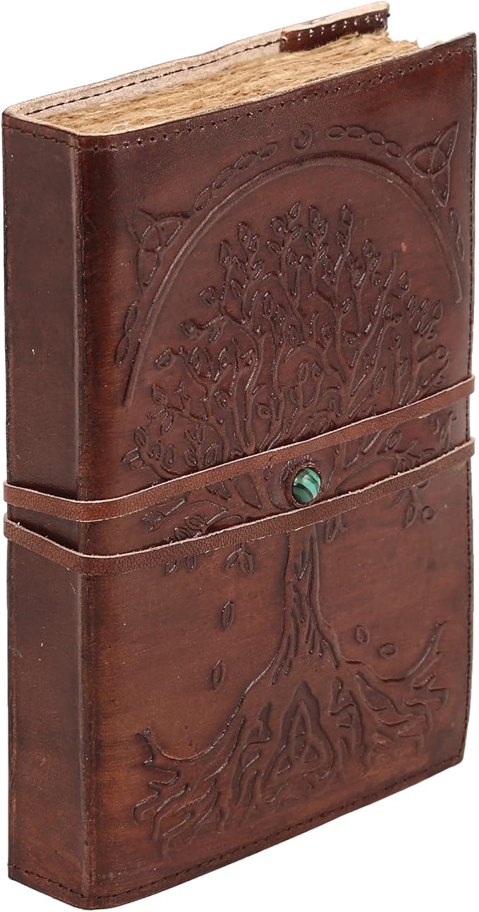Leather Journal Refillable Lined Deckle Paper Tree of Life Handmade writing - Image 4