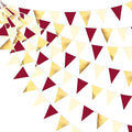 Burgundy Party Decorations Gold Maroon Beige Fabric Triangle Pennant Banner by pinkblume