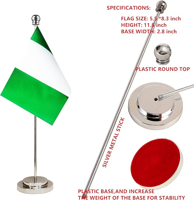 Nigeria Nigerian Deluxe Desk Flag Set Small Mini Miniature Nigeria Nigerian - Image 4
