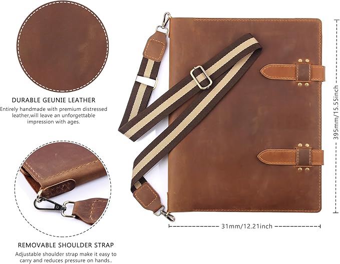 Robrasim Handmade Leather Sketchbook Cover, Artist Sketch Pad Holder - Image 3