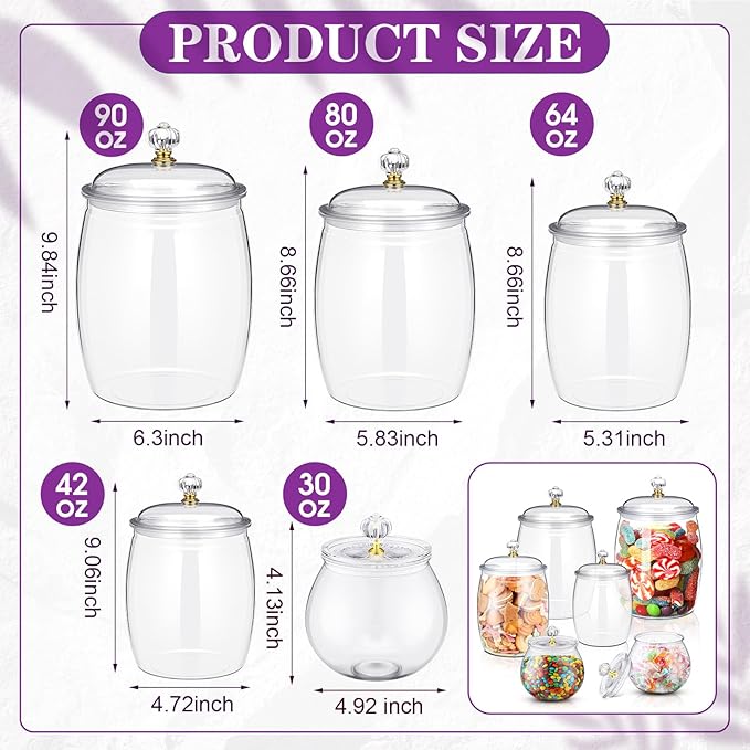 Nuogo 6 Pcs Plastic Candy and Cookie Jar - Image 2