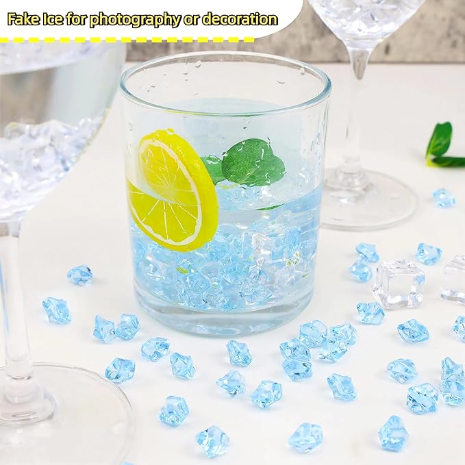 YATOJUZI 500pcs Fake Ice Cubes Sky Blue Acrylic Crushed Rocks Vase Fillers - Image 3