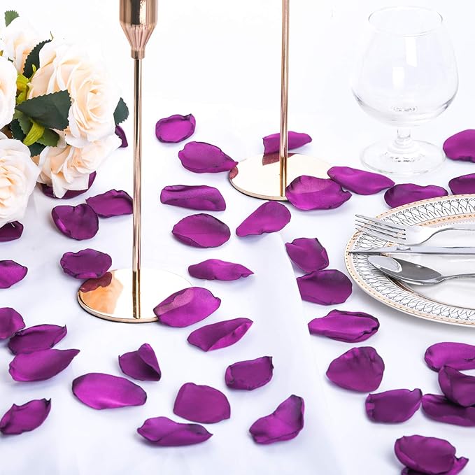 Purple Silk Rose Petals 300pcs Reusable Realistic Fake Flower Petals - Image 3