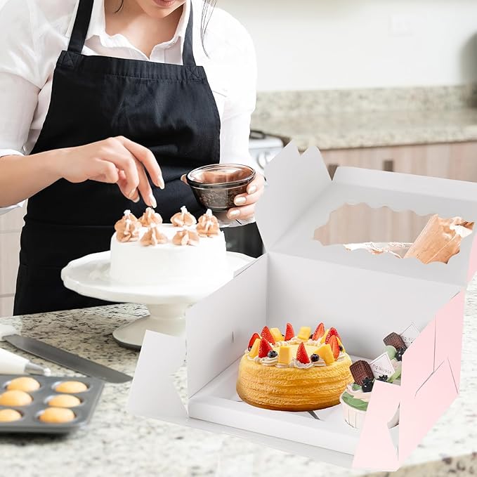 JCD 8Pcs Pink Cake Cupcake Combo Boxes Clear Lid - Image 5