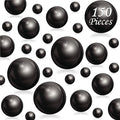 150Pcs Black Polished No Hole Faux Pearl Beads by Cusmation