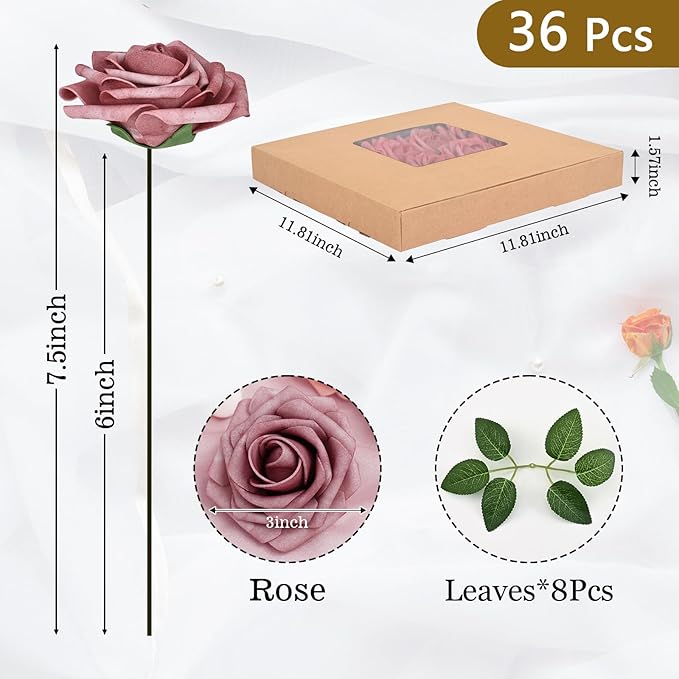 BLEUM CADE 36Pcs Artificial Flowers Fake Roses - Image 3