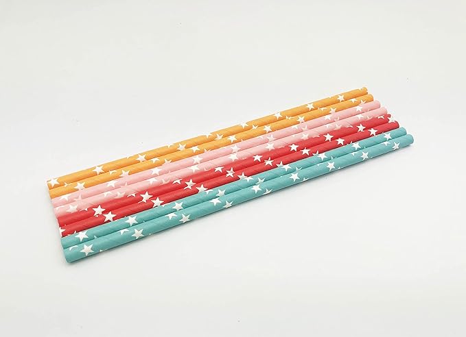 100 Pcs Colorful Disposable Straws, Star Drinking Straws, Rainbow Paper Straws - Image 3