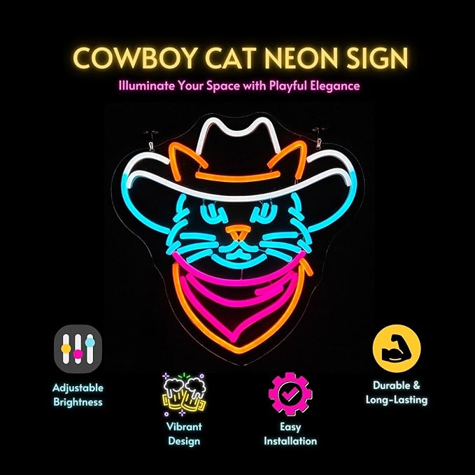 Cowboy Cat Neon Sign - Image 2