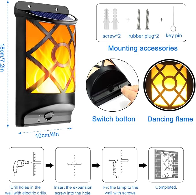 6 Pack Solar Flame Lights Outdoor Waterproof - Image 3