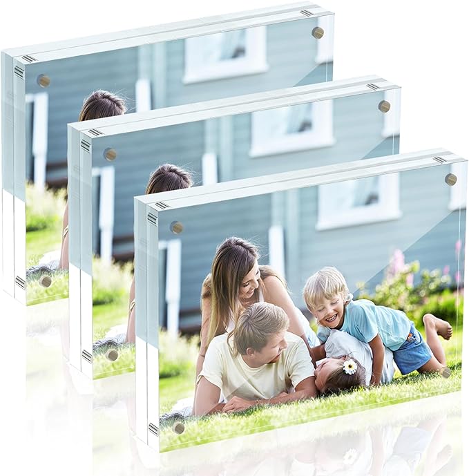 6x8 Acrylic Picture Frames, 20mm Thick Clear Frameless Magnetic Photo Frames by Unknown