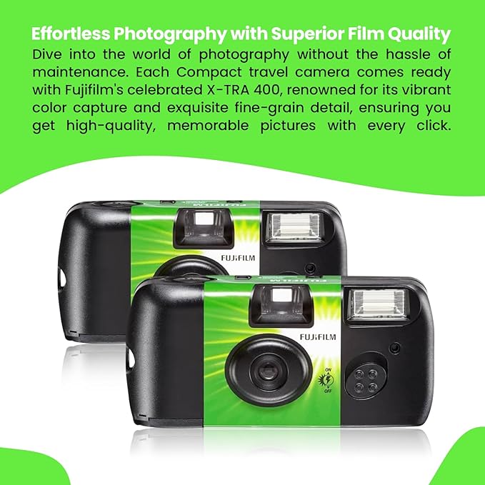 Fujifilm QuickSnap Flash 400 Disposable 35mm Camera • 2 Pack • 2 Hand Straps • - Image 3