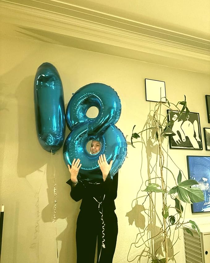 Blue Foil Number 8 Balloon 40 Inch, Helium Mylar Eight Number 8 18 28 38 48 58 - Image 6