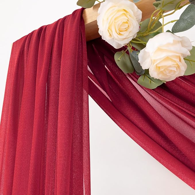MLMC Red Wedding Arch Draping Fabric 2 Panels 29" x 20 FT Extra Long Gauze - Image 2