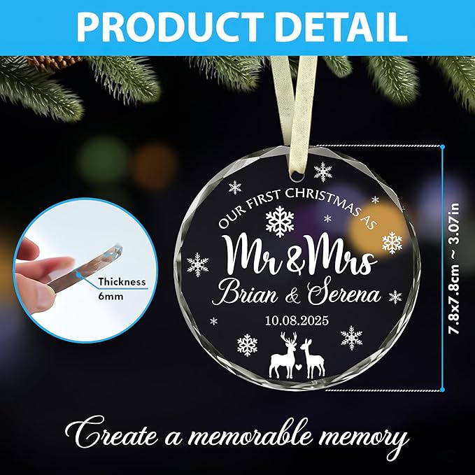 Personalized Our First Christmas As Mr Mrs Christmas Ornament - Image 6