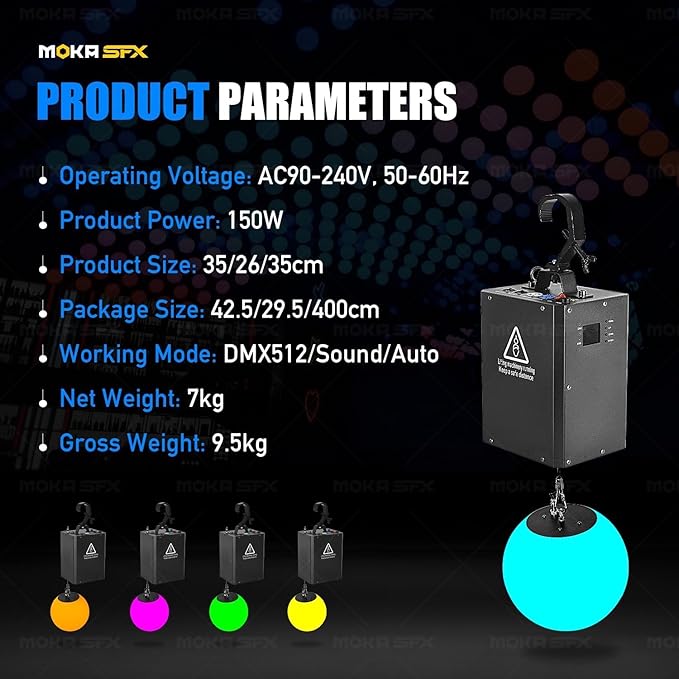 3D LED Light Lifting System DMX RGB LED Light Lift Ball Wave Effect Winch - Image 7