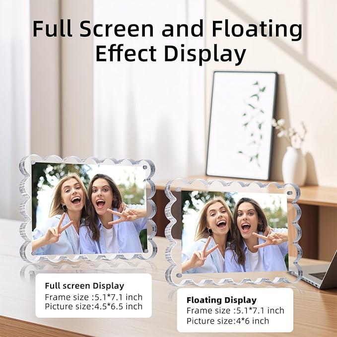 3 Pack Acrylic Picture Frame: 4x6inch Magnetic Picture Frames, Double Sided - Image 3