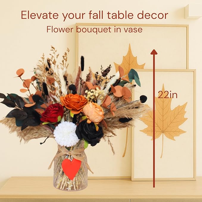 RyddeligHome Fall Flower Arrangements in Vase 100pcs, Fall Centerpieces - Image 5