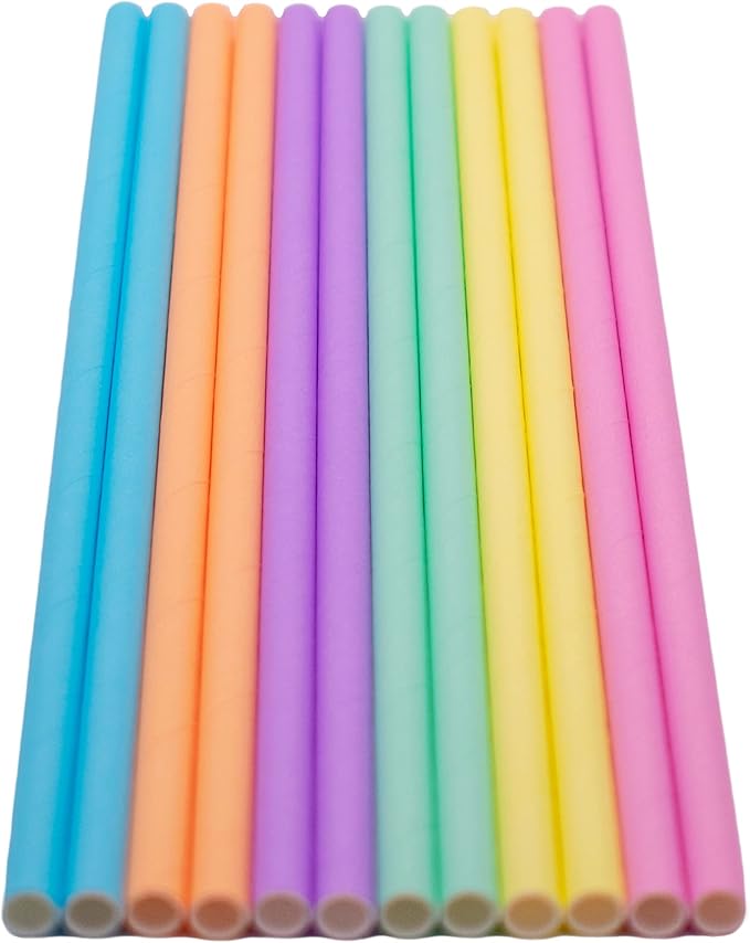 Pack of 300 Assorted Pastel Biodegradable 4-Ply Paper Drinking Straws - Image 4