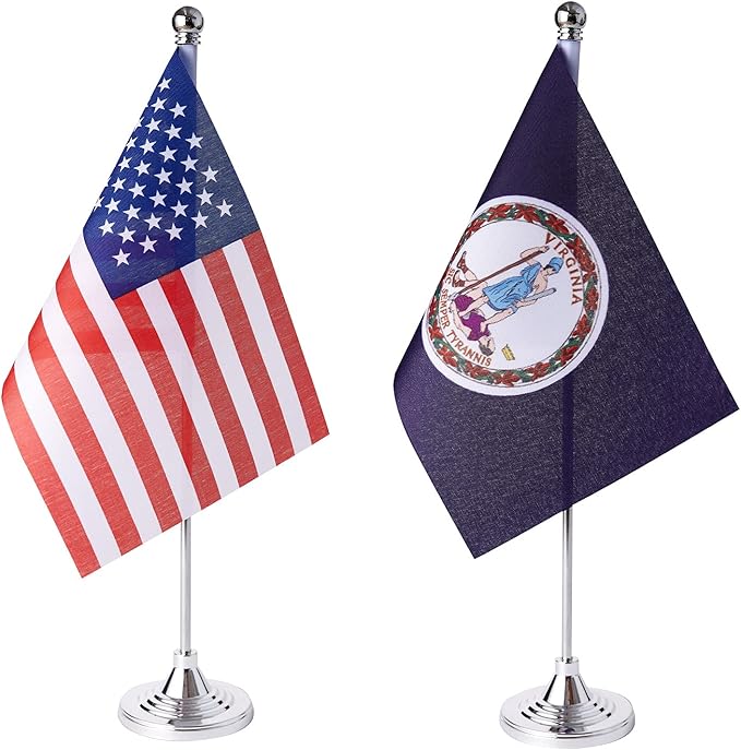 ZXvZYT 2 Pack American US Virginia flag USA Virginia VA State table flag by ZXvZYT