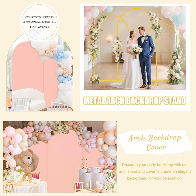 FUHSY 7.2 FT Metal Arch Backdrop Stand and Arch Cover Set Wedding Backdrop - Image 7