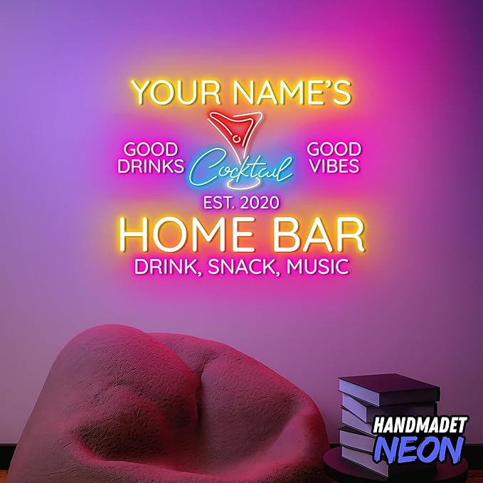 Personalized Cocktail Neon Sign Accessories, Custom Home Bar, Man Cave Decor - Image 4