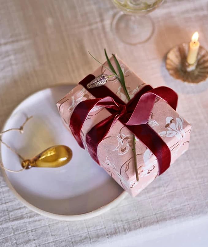 Burgundy Christmas Velvet Ribbon - Image 4