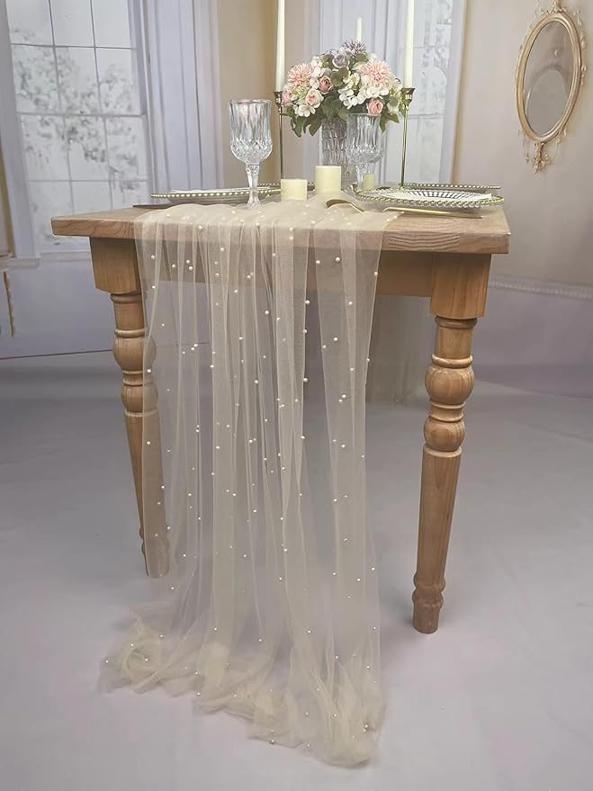 EHLDekol Pearl Table Cloth Elegant Polyester Table Runner - Image 3
