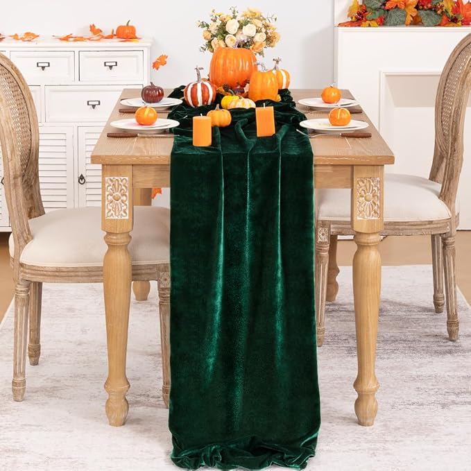 Emerald Green Velvet Table Runner 3 Pack Fall Thanksgiving Table Runners 20 x - Image 2