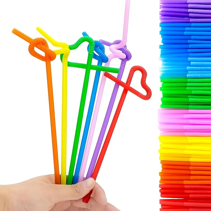 Tomnk 300pcs 10.3 Inches Disposable Flexible Bendy Drinking Straws Plastic - Image 5