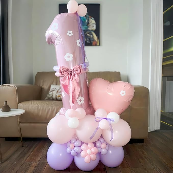 Pastel Pink 1 Balloons, 40 Inch Giant Light Pink Helium Foil Number 0-9 - Image 8