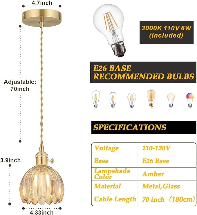 Vintage Gold Pendant Light, Pendant Light Fixtures - Image 7