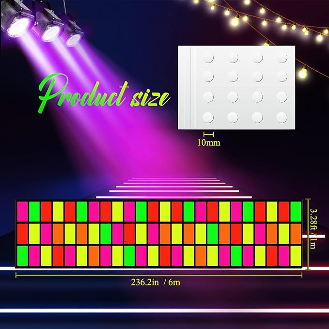 Haull 236 x 39 Inch Neon Light up Dance Floor Glow in The Dark Floor Runner - Image 2