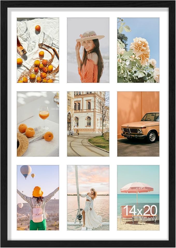 Vittanly 14x20 Collage Picture Frame, Displays 9Pcs 4x6 Pictures by Vittanly