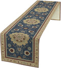 Vintage Boho Floral Table Runner, Elegant Rustic Country Farmhouse Blue Yellow by Unknown