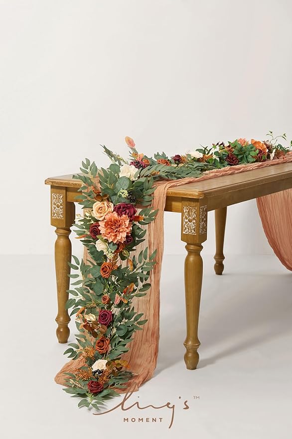 Ling's Moment Terracotta Flower Garland - 6FT Eucalyptus & Rose - Sweetheart - Image 2