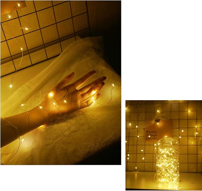 15 Pack Fairy Lights Battery Operated, 6.6ft 20 LED Mason Jar Lights Silver - Image 4