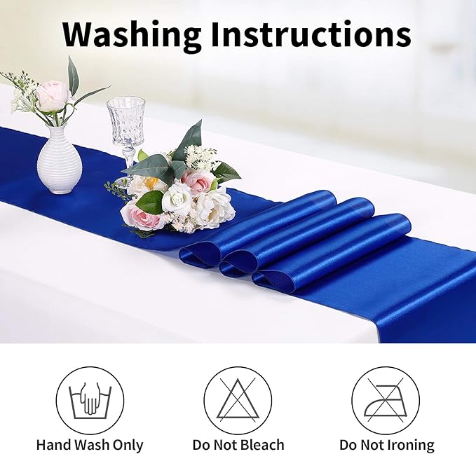 10-Pack Satin Table Runner Royal Blue 12 x 108 inches Long, Table Runners - Image 6
