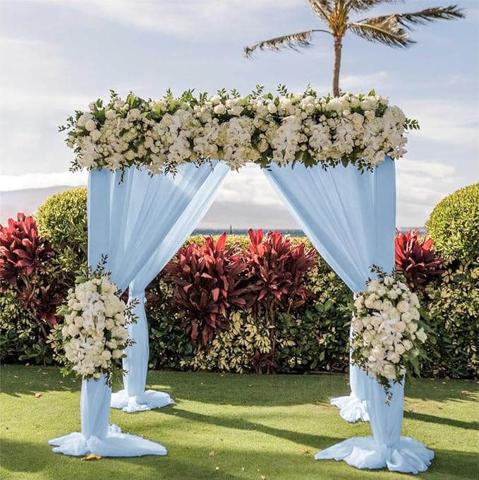 Wedding Arch Draping Fabric 1 Panel 30'' x 18FT Baby Blue Sheer Chiffon Arch - Image 5