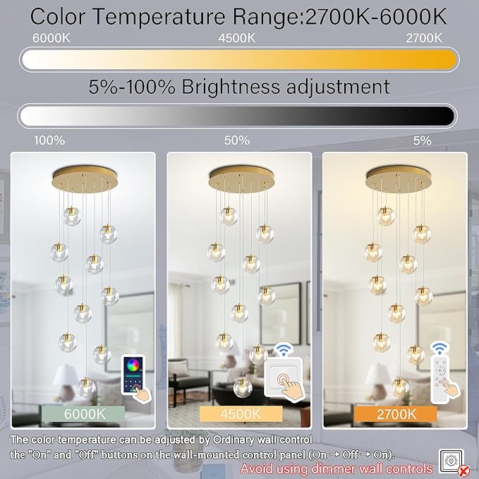 H118 Modern Glass Globe Chandelier Staircase Chandelier - Image 2